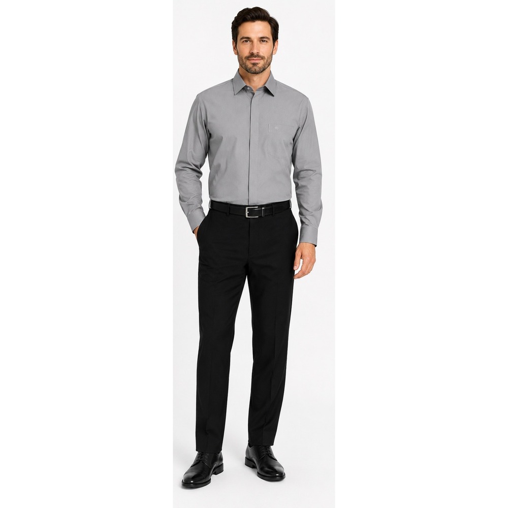 STACY ADAMS Men's Gray Long Sleeve Dress Shirt 16 34/35 NWT Hidden Placket